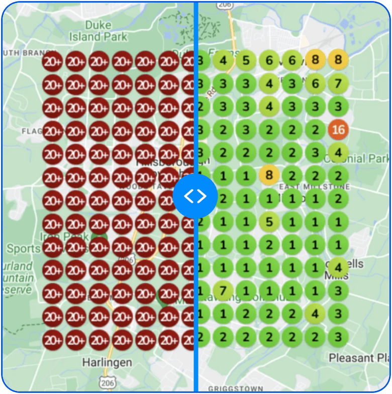 PRP treatment near me — Google Maps ranking grid, before and after