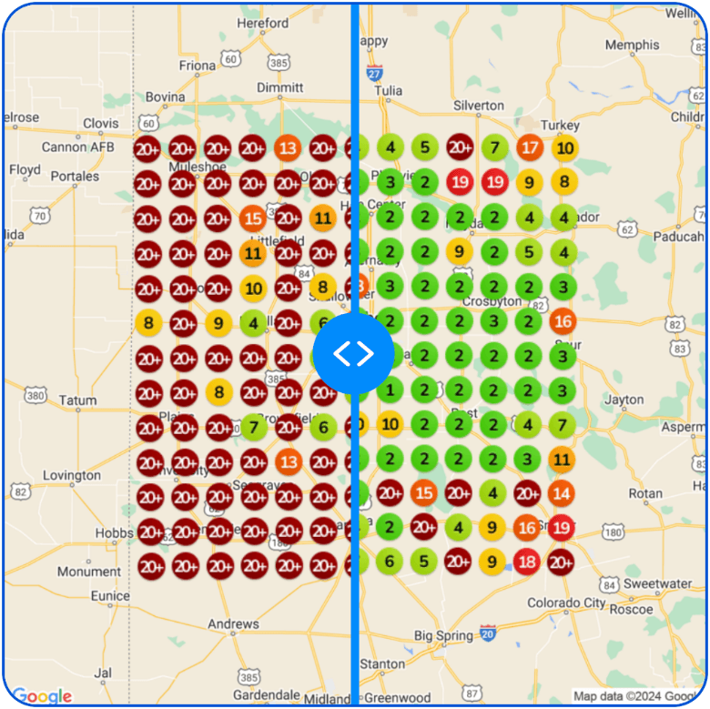 Tattoo removal — Google Maps ranking grid, before and after